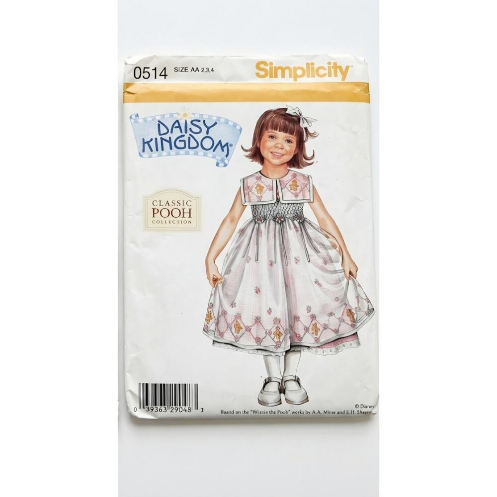 Simplicity Daisy Kingdom Classic Pooh Collection Smocked Dress Uncut Pattern